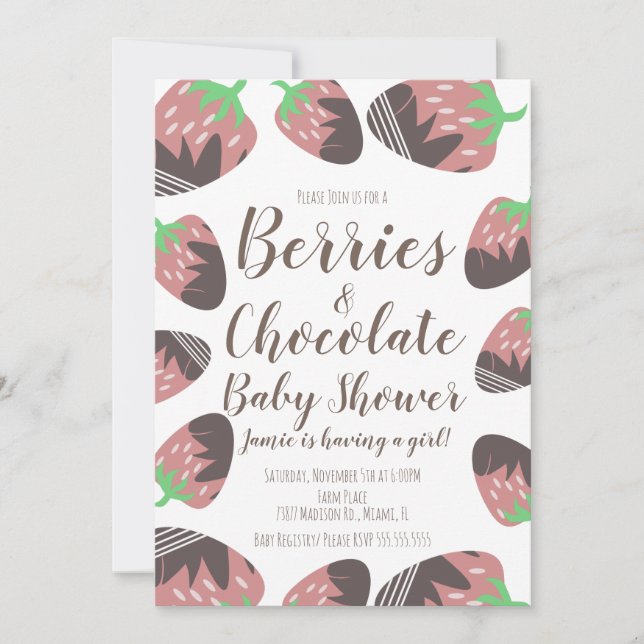 Invitation Fruit de fraise au chocolat Baby shower Invit (Devant)