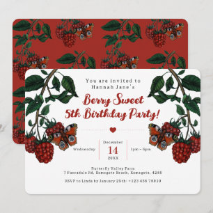 Invitation Fruit de framboise rouge mignonne 5e anniversaire