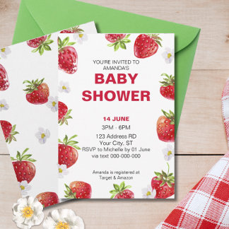 Invitation Fruit Fraise d'été Baby shower mou