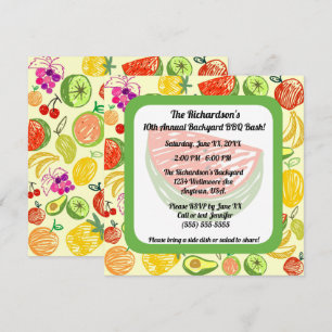Invitation Fruit Fruit Motif BBQ Party