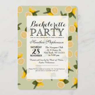 Invitation Fruit jaune de citron d'agrume sur le vert de