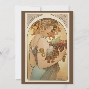 Invitation Fruits d'Alphonse Mucha, Art Nouveau Vintage