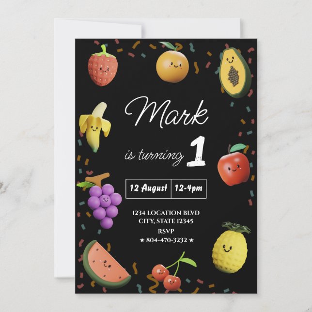 Invitation Fruits de danse mignonette Anniversaire (Devant)
