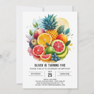 Invitation Fruits de Fiesta Banana Moderne Anniversaire