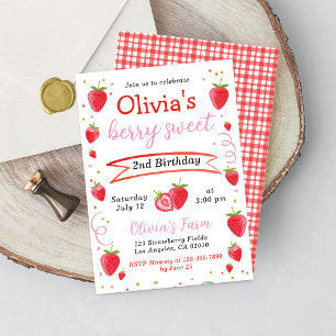 Invitation Fruits de fraise Ferme Fille Anniversaire Invitati