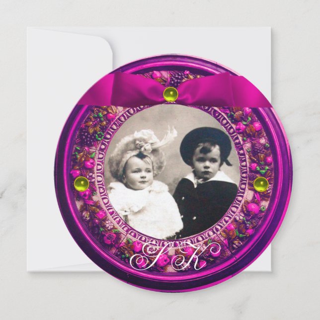 INVITATION FRUITS DE LA RENAISSANCE FLORENTINE RUBAN ROSE MON (Devant)