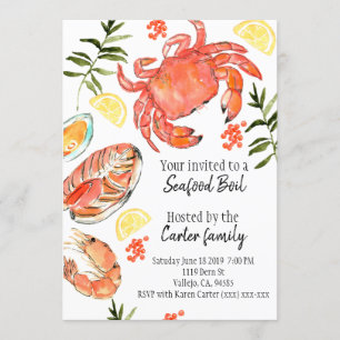 Invitation Fruits de mer faire bouillir le crabe poisson Invi