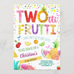 Invitation Fruits d'été 2e Fille Anniversaire Twotti Frutti m