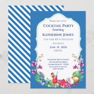 Invitation Fruits d'été Anniversaire Cocktail Party