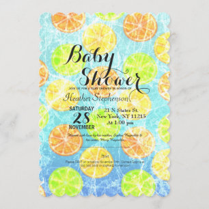 Invitation Fruits d'été d'agrumes congelés rustiques