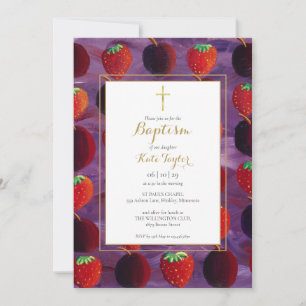 Invitation Fruits rouges Pays Baptême Christine