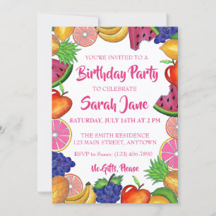 Invitation Fruits tropicaux Banana Watermelon fête d'annivers