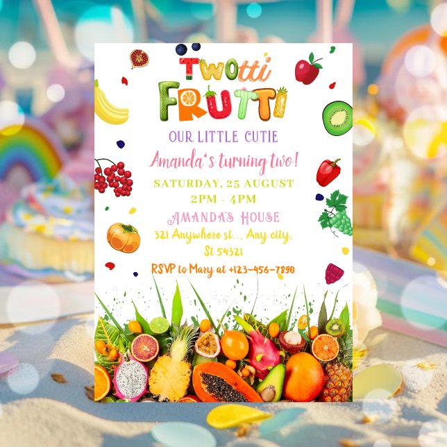 Invitation Fruits tropicaux Twotti Frutti Anniversaire (Créateur téléchargé)