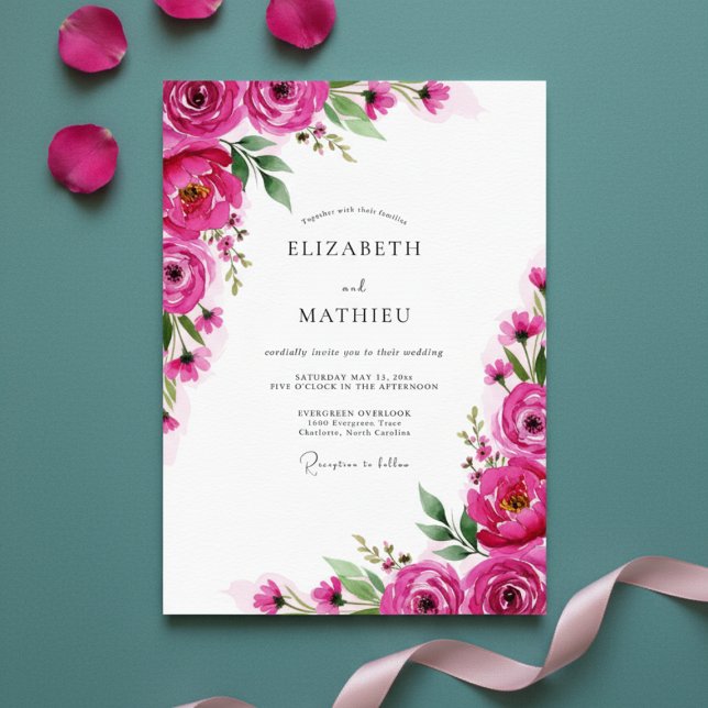 Invitation Fuchsia Blossom Romance Wedding (Créateur téléchargé)