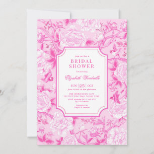 Invitation Fuchsia Chinoiserie rose Fête des mariées florale