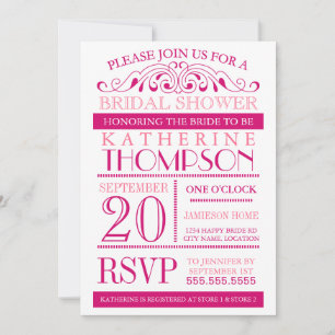 Invitation Fuchsia et rose de douche nuptiale mode