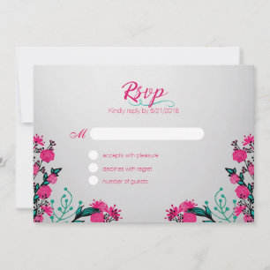 Invitation Fuchsia et Turquoise Mariage Rsvp
