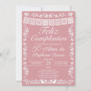 Invitation Fuchsia Feliz Cumpleaños 50e Anniversaire