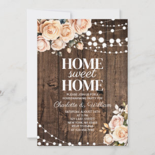 Invitation Fuchsia Floral Home Sweet Home