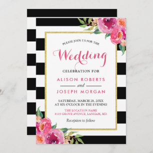 Invitation Fuchsia Framboise Flore Mariage moderne