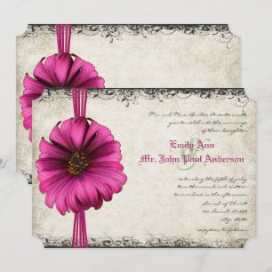 Invitation Fuchsia Gerber Daisy Wedding