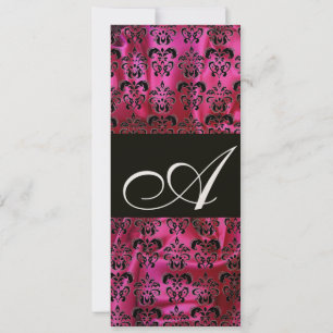 Invitation FUCHSIA NOIR SILK DAMASK MONOGRAM, Or