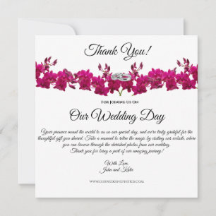 Invitation Fuchsia Orchidées-Blanc-Merci Mariage