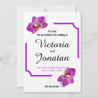Invitation Fuchsia personnalisée avec orchidées po