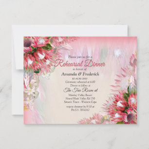 Invitation Fuchsia Protea's - Dîner de répétition Blush & Gol