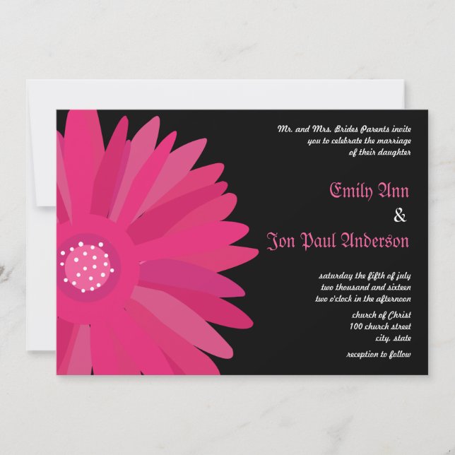 Invitation Fuchsia Raspberry Gerber Daisy (Devant)