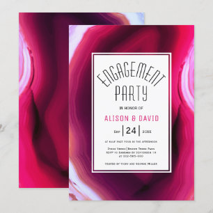 Invitation Fuchsia rose agate tranche mariage