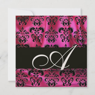 Invitation FUCHSIA ROSE NOIR DAMAS TISSU MONOGRAMME Champagne