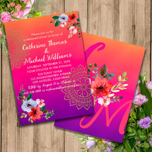 Invitation Fuchsia rose orange violet brillant et gras floral