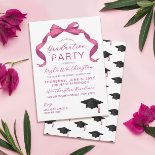Invitation Fuchsia Rose Rose Bow Pas de diplôme de photograph