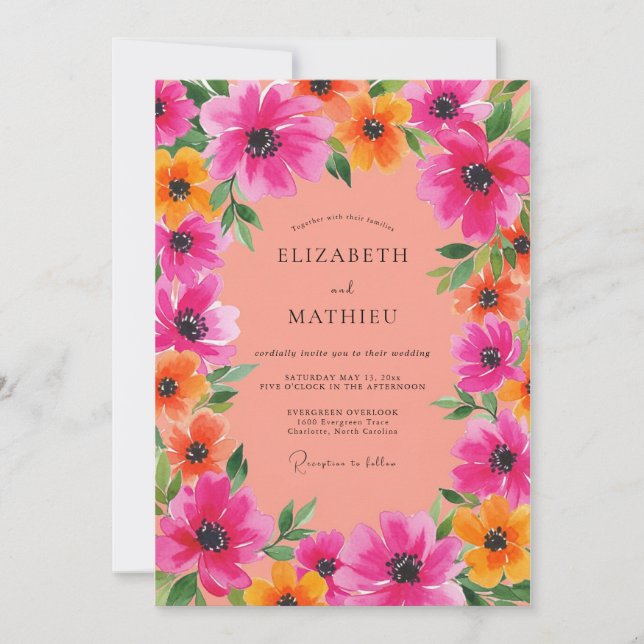 Invitation Fuchsia Spirited Summer Wedding (Devant)
