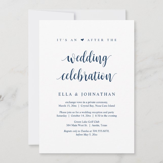 Invitation Fuite, C'est une fête après le mariage Invitat (Devant)