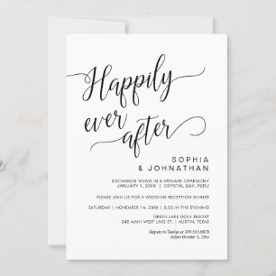 Invitation Fuite de mariage, calligraphie noire simple et élé