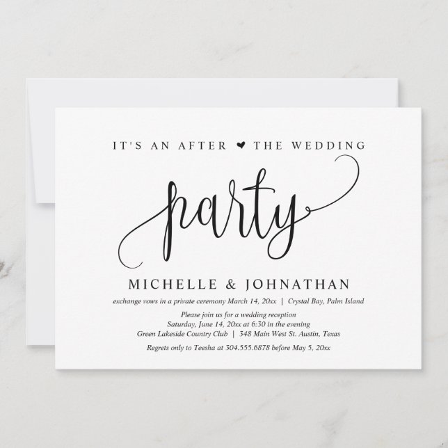 Invitation Fuite de mariage, C'est une fête après le mariage (Devant)