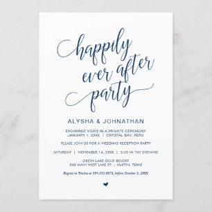Invitation Fuite de mariage, simple classe bleu marine,
