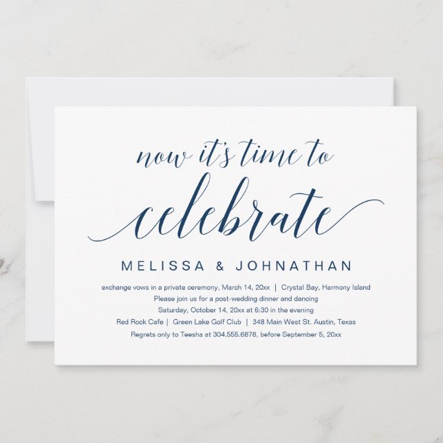 Invitation Fuite de noce, Maintenant, c'est l'heure de célébr (Devant)