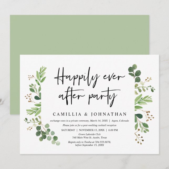 Invitation Fuite de noces, fête de bonheur éternel (Devant / Derrière)