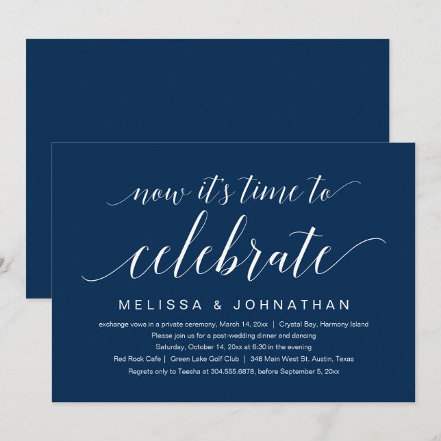 Invitation Fuite de noces, Maintenant, il est temps de célébr (Devant / Derrière)