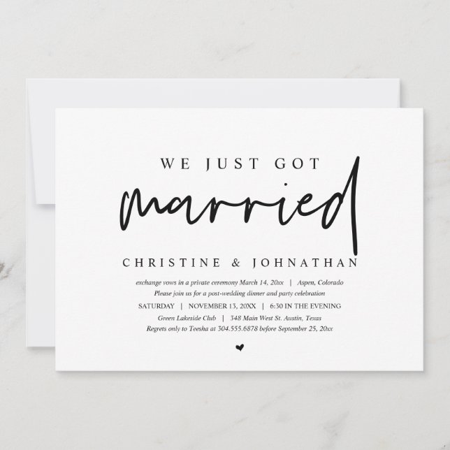 Invitation Fuite de noces, nous venons de nous marier Invitat (Devant)
