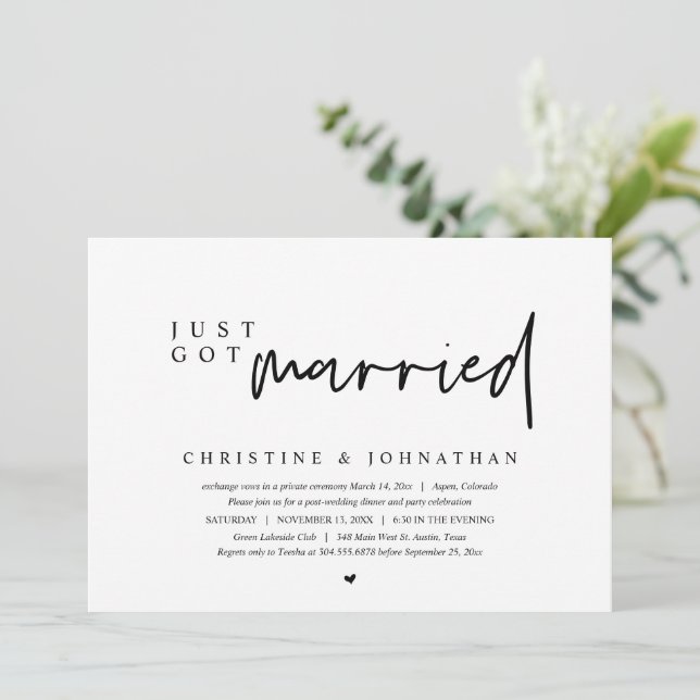 Invitation Fuite de Noces, Nous Venons de Nous Marier Invitat (Debout devant)