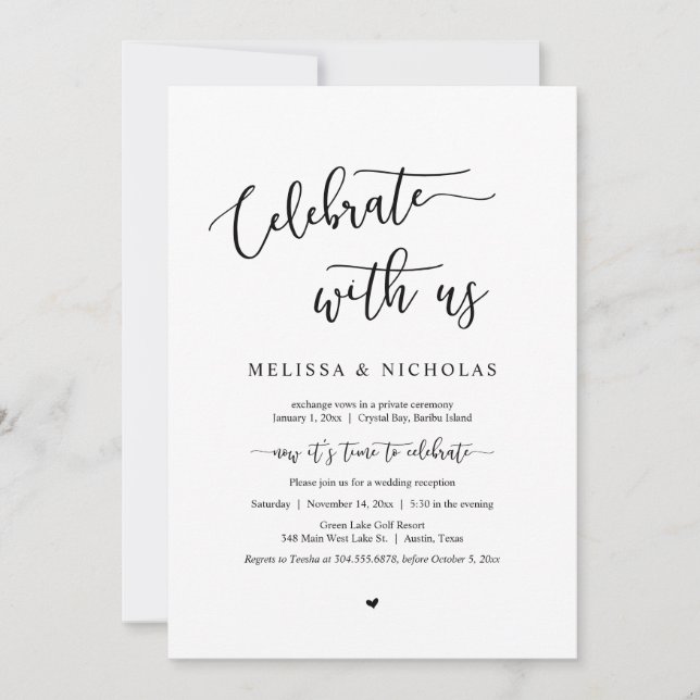 Invitation Fuite en amoureux, Célébrez avec nous, Décontracté (Devant)