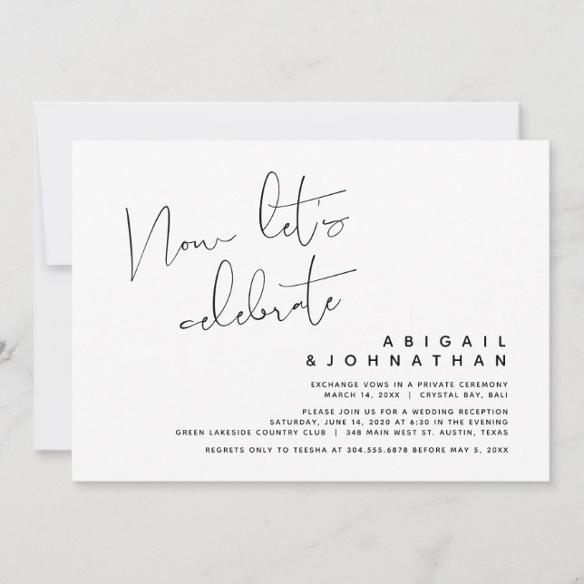 Invitation Fuite en amoureux, Célébrons maintenant (Devant)