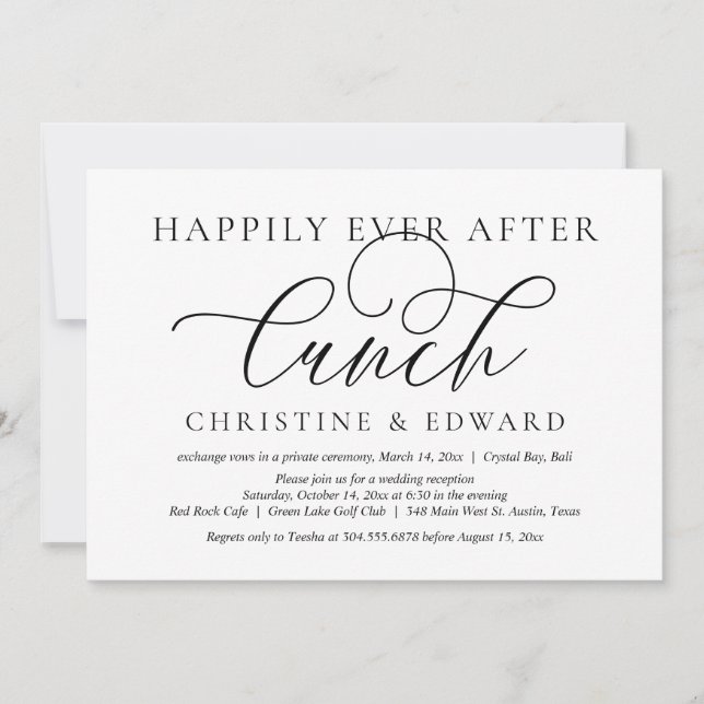 Invitation Fuite en amoureux, déjeuner pour toujours (Devant)