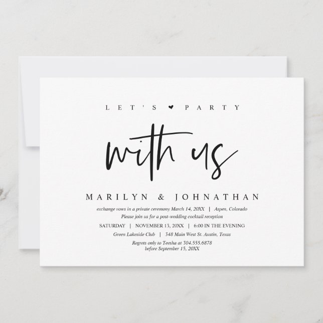 Invitation Fuite en Amoureux pour Mariage, Moderne, Faisons l (Devant)
