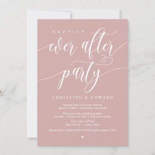 Invitation Fuite, fête de "Heureux pour toujours", rose poudr