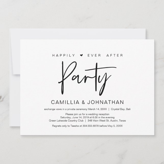 Invitation Fuite heureuse pour toujours, fête décontractée (Devant)